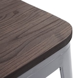 thumbnail of Tabouret de bar HWC-A73 avec assise en bois, chaise de bar, tabouret de comptoir avec dossier, métal design industriel ~ gris