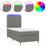 thumbnail of vidaXL Boxspringbett mit Matratze & LED Dunkelgrau 90x190 cm Stoff