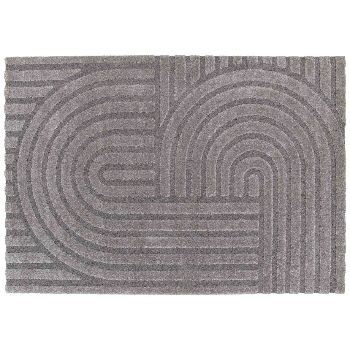 Tapis rectangulaire à poils ras motif contemporain gris 160 x 230 cm - Oviala