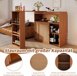 thumbnail of Ausziehbarer Bartisch 193x39x104  Braun mit Stauraum Rattan Türfronten verstellbaren Ablagen Schiebetür und seitlichen Fächern aus MDF