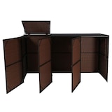 thumbnail of 3er-Mülltonnenverkleidung HWC-E25, Mülltonnenbox Mülltonnenabdeckung, Poly-Rattan 3x120l ~ braun