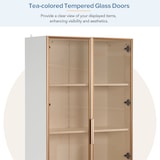 thumbnail of LED Glasvitrine 80x40x160 cm Weiß mit verstellbaren Einlegeböden, Flügeltüren und stimmungsvollem Licht für Wohnzimmer und Büro