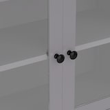 thumbnail of Merax armario alto de baño 57.4 x 28.5 x 162.5 cm, puertas de cristal y baldas regulables, gris