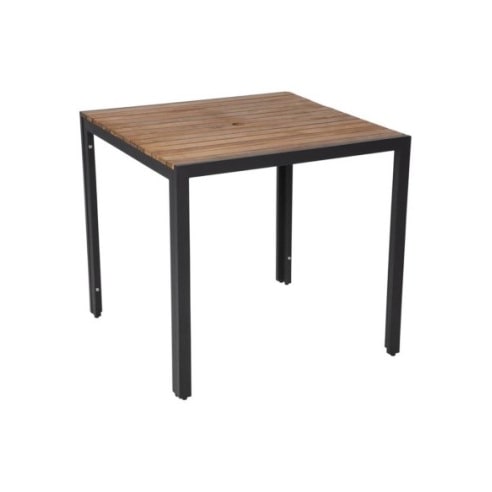 Mesa Bolero de madera de acacia cuadrada con patas de acero 800x800x740mm