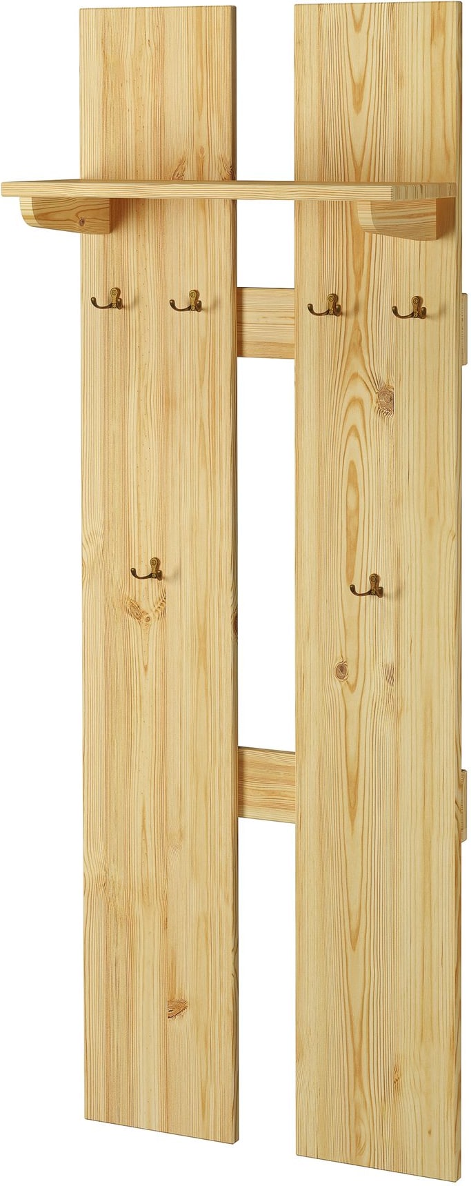 Breite Wand-Garderobe Kiefer massiv als Flurgarderobe oder Kleiderhaken mit Hutablage 90.80-10