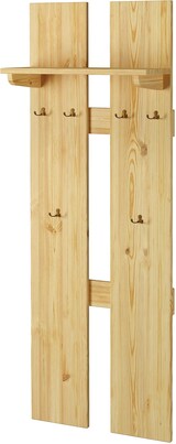 thumbnail of Breite Wand-Garderobe Kiefer massiv als Flurgarderobe oder Kleiderhaken mit Hutablage 90.80-10