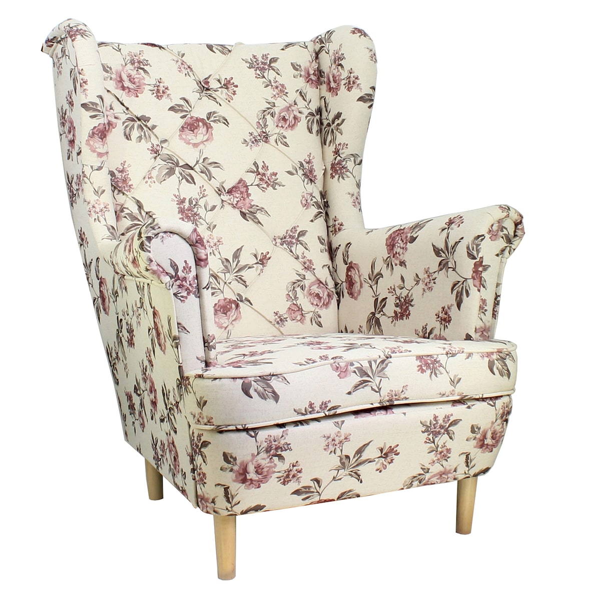 pemora Ohrensessel Seniorenessel Ruhesessel COMO Blumenstoff Rose