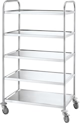thumbnail of METRO Professional Carro de servicio GST1005, acero inoxidable, 85 x 52,6 x 154,3 cm, 5 estantes, carga total 200 kg, plata