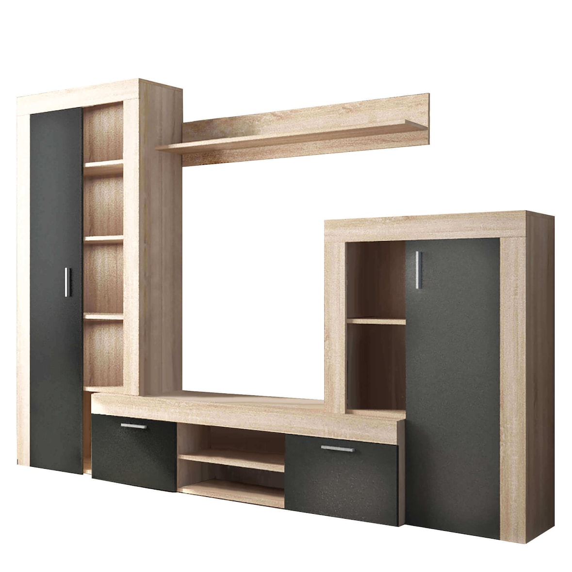 TITO parete attrezzata porta tv soggiorno moderna di design 263x40x200 h colore Nero