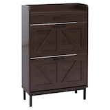 thumbnail of Sapateira HWC-P45, sapateira, 2 compartimentos basculantes gaveta prateleira MDF 95x60x24cm ~ aspeto nogueira