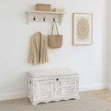 thumbnail of Holztruhe T356, Sitzbank Aufbewahrungstruhe, Shabby-Look Vintage 50x76x45cm ~ weiß