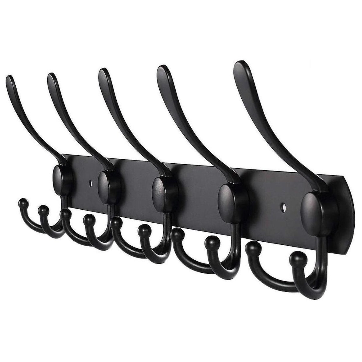 TOJ Living Wandkapstok – 15 haken – 45 cm – RVS – Mat zwart – Muurkapstok