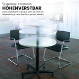 thumbnail of bümö Säulenhubtisch höhenverstellbar, Stehtisch Büro, Bistrotisch rund 80 x 80 cm - Besprechungstisch weiß, Stehtisch Holz-Platte, Säule aus Metall