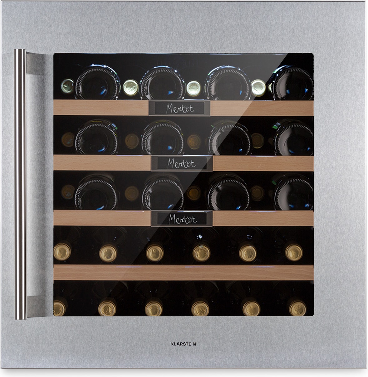 Klarstein Vinsider 36 Built-In Uno Einbau-Weinkühlschrank 36 Flaschen 92 Ltr Edelstahl Edelstahl