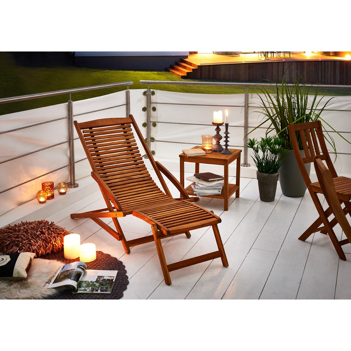 Sonnenliege Gartenliege aus Akazienholz 150 cm FUKI