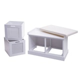 thumbnail of Sitzbank HWC-J49, Polsterbank Garderobenbank, Kissen Aufbewahrungsboxen Staufach 47x75x40cm ~ weiß, Polster creme-weiß