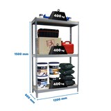 thumbnail of SimonRack Industrieregal, 1500x1200x600 mm, 400 kg am Biegepunkt, 3 Holzböden, Garagenregal, Grau/Holz- Ecoforte
