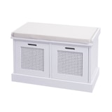 thumbnail of Sitzbank HWC-J49, Polsterbank Garderobenbank, Kissen Aufbewahrungsboxen Staufach 47x75x40cm ~ weiß, Polster creme-weiß
