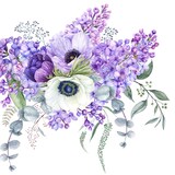 thumbnail of 20 Servietten Papier 33x33cm 3-lagig - hochwertige Einweg Papierservietten für Feier Hochzeit Geburtstag Frühlingsdeko Fliederstrauß Lavendel Anemone