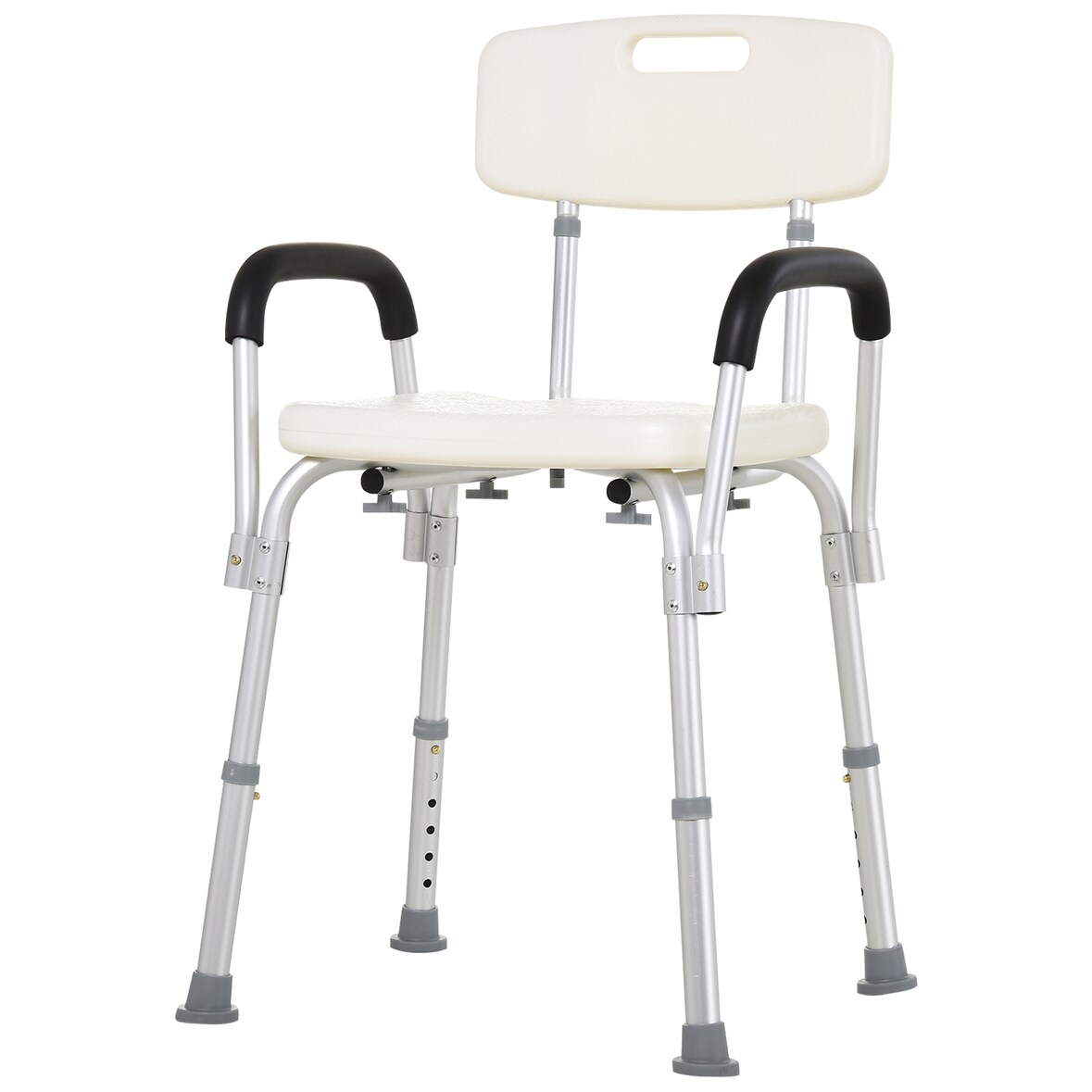 HOMCOM Sedia per Doccia da Bagno con Braccioli e Altezza Regolabile