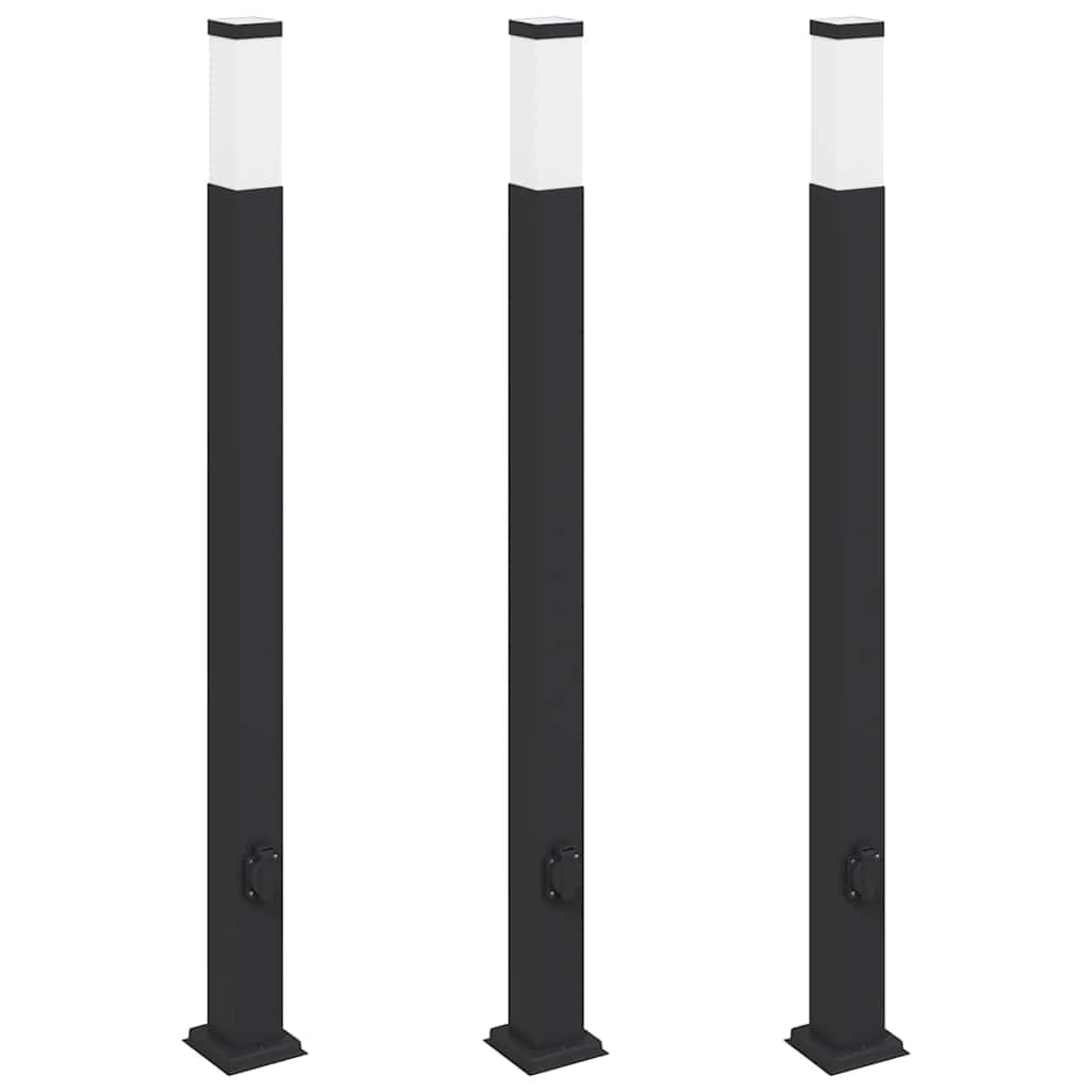 vidaXL Pollerleuchten mit Steckdose 3 Stk. 110 cm Schwarz IP44