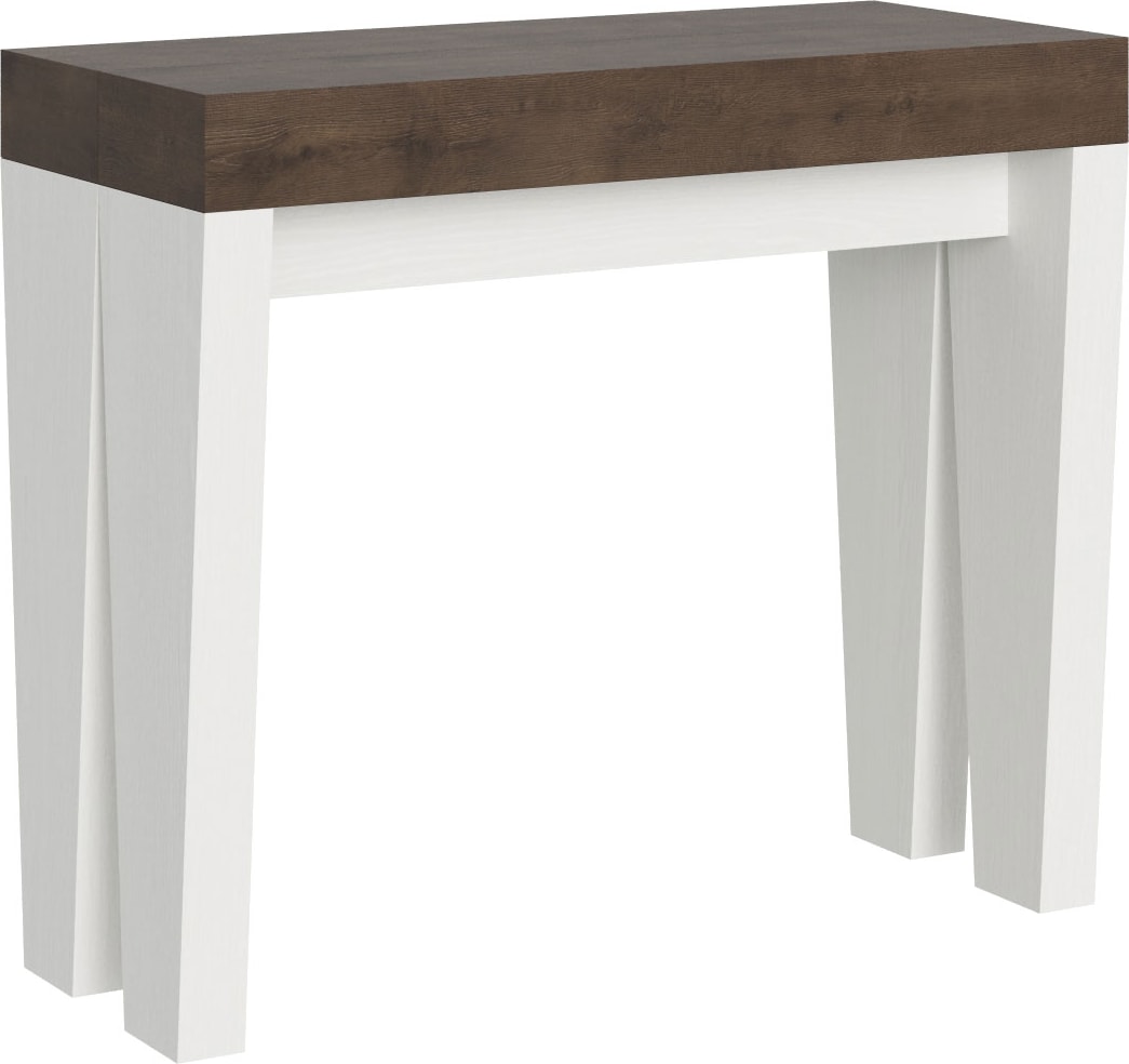 Ausziehbare Konsole 90x40/300 cm Spimbo Mix Walnussplatte - Struktur aus weißer Esche