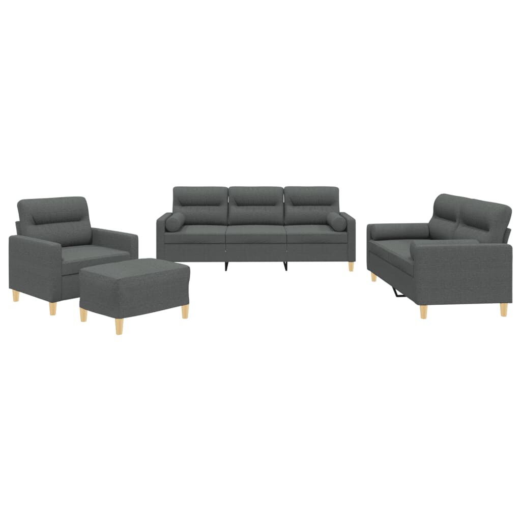 Ensemble de canapés 4 pcs coussins gris foncé tissu Modèle Cristal Moderne
