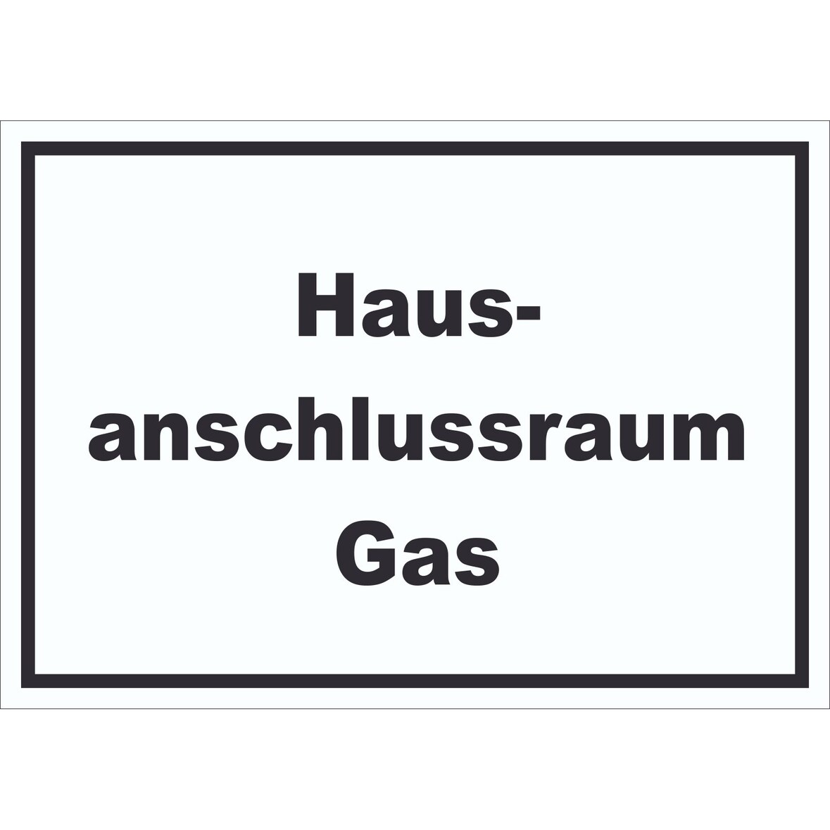 Hausanschlussraum Gas Schild mit Text HAR waagerecht A4 Rückseite selbstklebend