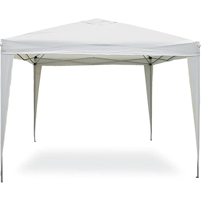 Garden Friend Gazebo Pop Up Struttura pieghevole in acciaio copertura in poliestere con borsa per trasporto 3x3 m h 2,7 m bianco
