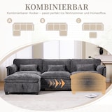 thumbnail of Merax 3-Sitzer Schlafsofa aus Chenille, Ecksofa Mit USB-Anschluss, Seitentasche, Handyhalter und modularen Hockern, Grau