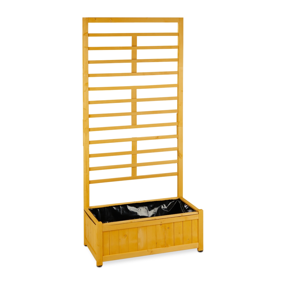 Relaxdays Rankgitter mit Pflanzkasten, hoch, rechteckiger Holz Blumenkasten mit Rankhilfe, HBT 171 x 71 x 31,5 cm, natur