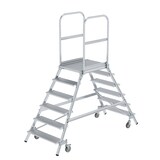 thumbnail of Podesttreppe beidseitig begehbar mit Federrollen Aluminium geriffelt 6 Stufen