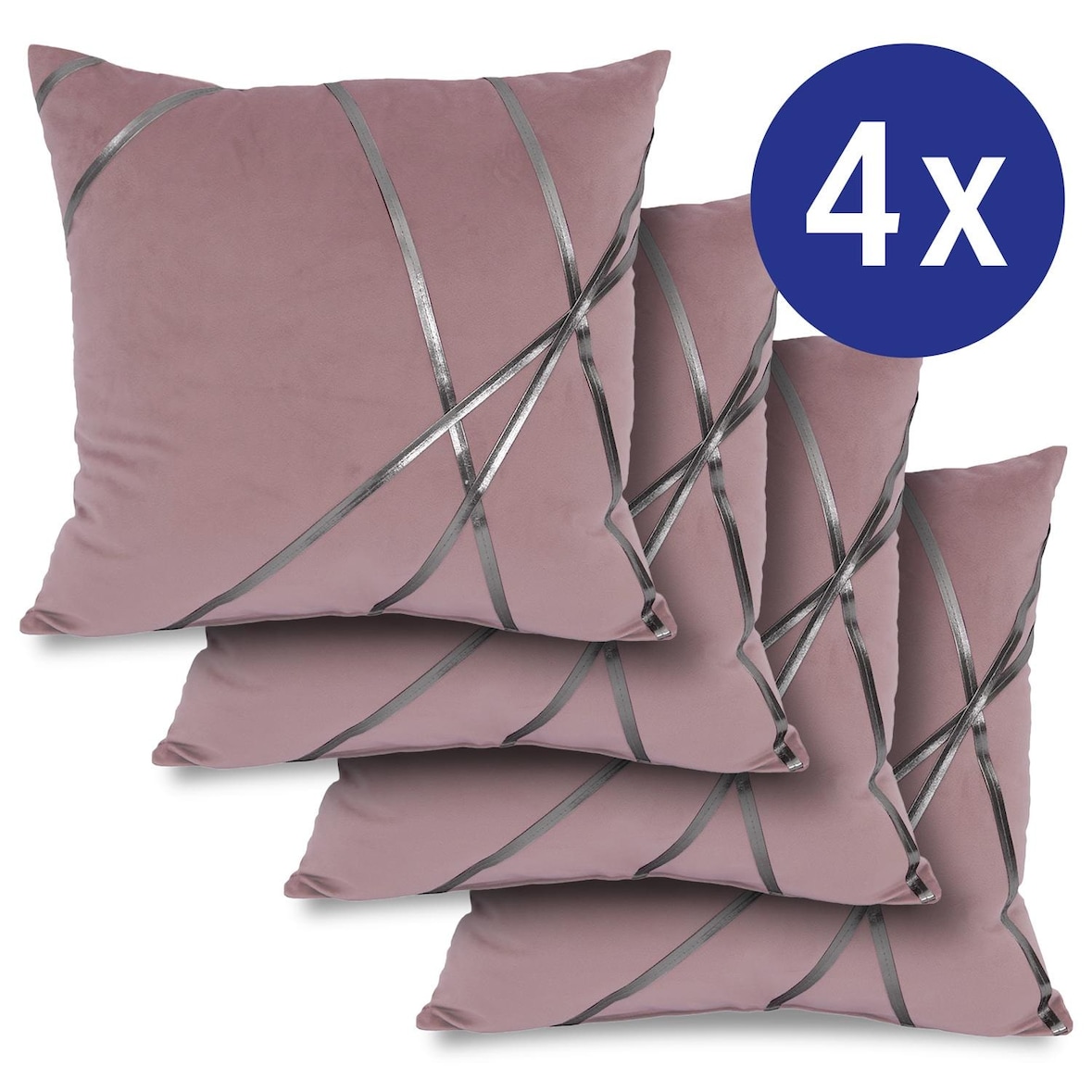 Set van 4 sierkussens robijnrood 45 x 45 cm