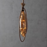 thumbnail of LED Glaskugel im Ring Deko Kugel Juteseil beleuchtet Timer D:26cm gold