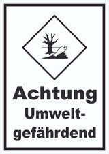 thumbnail of Schild Kenn­zeichen Umwelt­gefähr­dend Fisch Wasser Baum hochkant A5 (148x210mm)