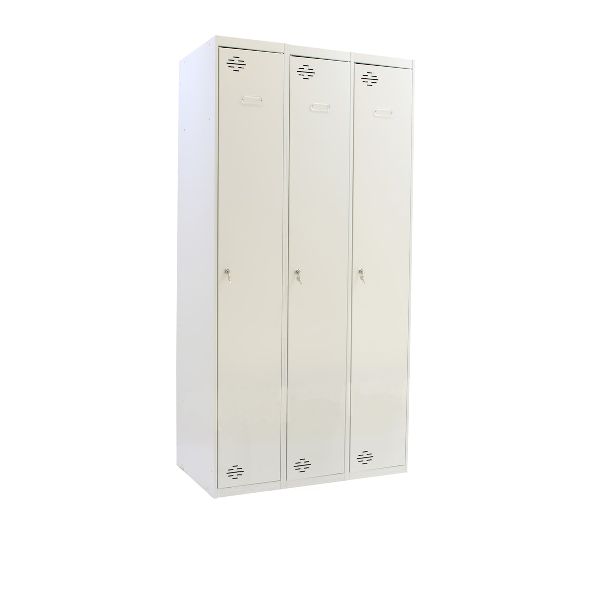 PROREGAL Spind AMEGO | 3 Abteile | HxBxT 180x120x50cm | Abteilbreite 40cm | Durchgehend | Feuerfeste Beschichtung | Lichtgrau | Metallspind