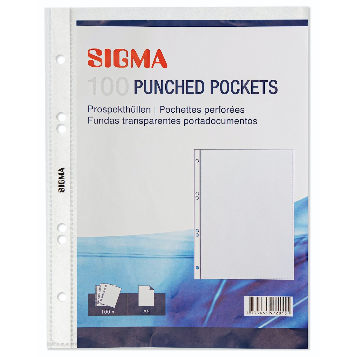 SIGMA Prospekthüllen, DIN A5, 60µ, transparent, genarbt, Polypropylen, 100 Stück