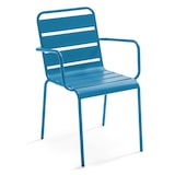 thumbnail of Tavolo rotondo da terrazza e 6 poltrone in acciaio blu pacifico - Oviala