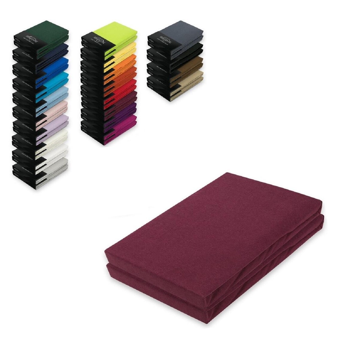 Jersey Spannbettlaken Doppelpack 90 - 100 x 200 cm Bordeaux