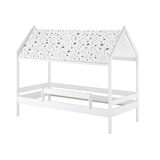 thumbnail of Weißes Himmelbett m Himmel u Fallschutz Kinderbett Hausbett 90x200 Massivholz Einzelbett weiteres Zubehör wählbar V-60.58-09W  Rollrost inkl.