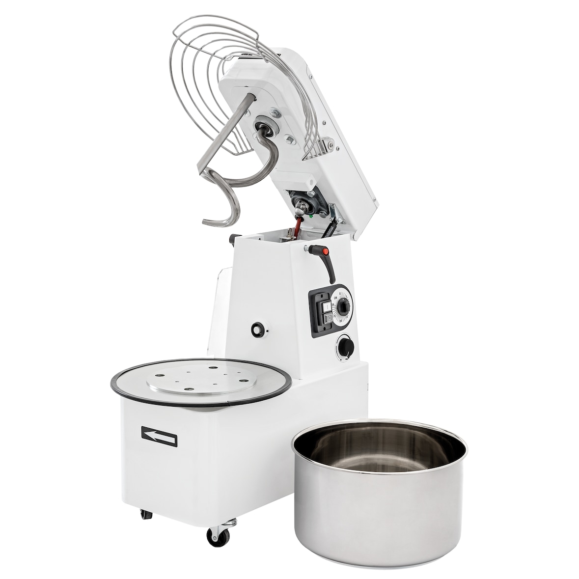 Teigknetmaschine - 22 Liter / 17 kg - aufklappbar - abnehmbarer Kessel - 2 Geschwindigkeiten - 400 V