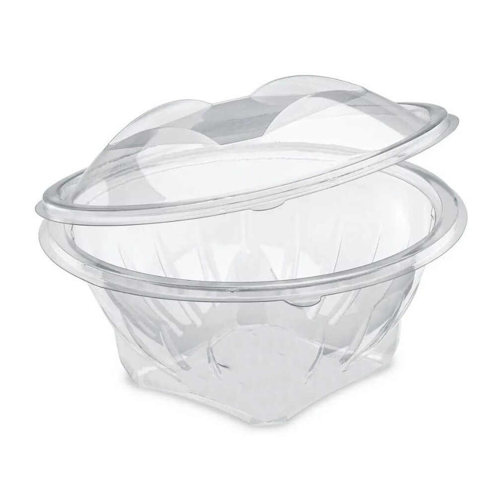 50 Barquettes Ronde 750 ml  Alimentaire PET avec Couvercle Attaché - Transparente, Usage Froid, Ø172 x H94 mm - D-Work