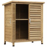 thumbnail of Outsunny Cobertizo de Almacenamiento de Madera 87x46,5x96,5 cm con 2 Estantes Interiores 2 puertas de Buena Ventilación y Techo Inclinado para Terreza