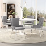 thumbnail of Esszimmerstuhl 2er Set Samt Grau+Silber 85x47x49 cm mit Metallbeinen modern und bequem, vielseitig als Dining und Lounge Stuhl, einfache Montage