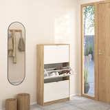 thumbnail of WellHome - Zapatero Abatible de Madera con 3 Compartimentos en color Blanco y Roble 71 x 25 x 124 cm - Segre Oak