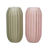 thumbnail of 1 Vase Glas 30cm Deko Blumenvase Rosa - Stabile Tischvase - Wohnzimmer Deko - Glasvase Modern Runder Wellenrelief - Tulpenvase - Flower Vases