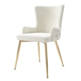 thumbnail of Esszimmerstuhl 2er Set 85x47x49 cm Samt Beige+Gold mit Metallbeinen modern bequem pflegeleicht als Dining und Loungestuhl vielseitig einsetzbar