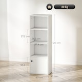 thumbnail of HOMCOM librería de 4 niveles, estantería para libros moderna con estantes ajustables y puerta, 40x30x120 cm, para salón, dormitorio, blanco