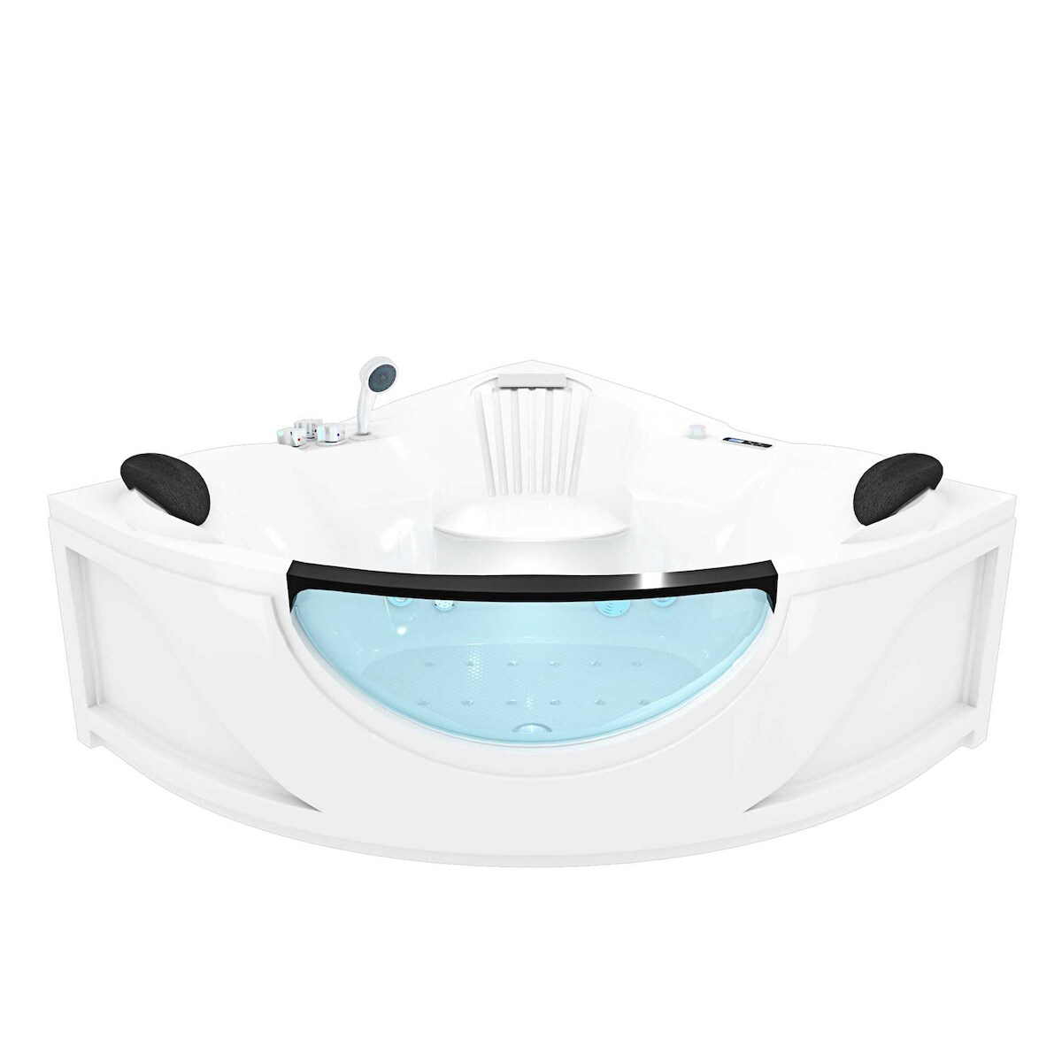 AcquaVapore Whirlpool Vollausstattung Pool Badewanne Eckwanne Wanne W25-TH 150x150cm passive Schlauch-Reinigung