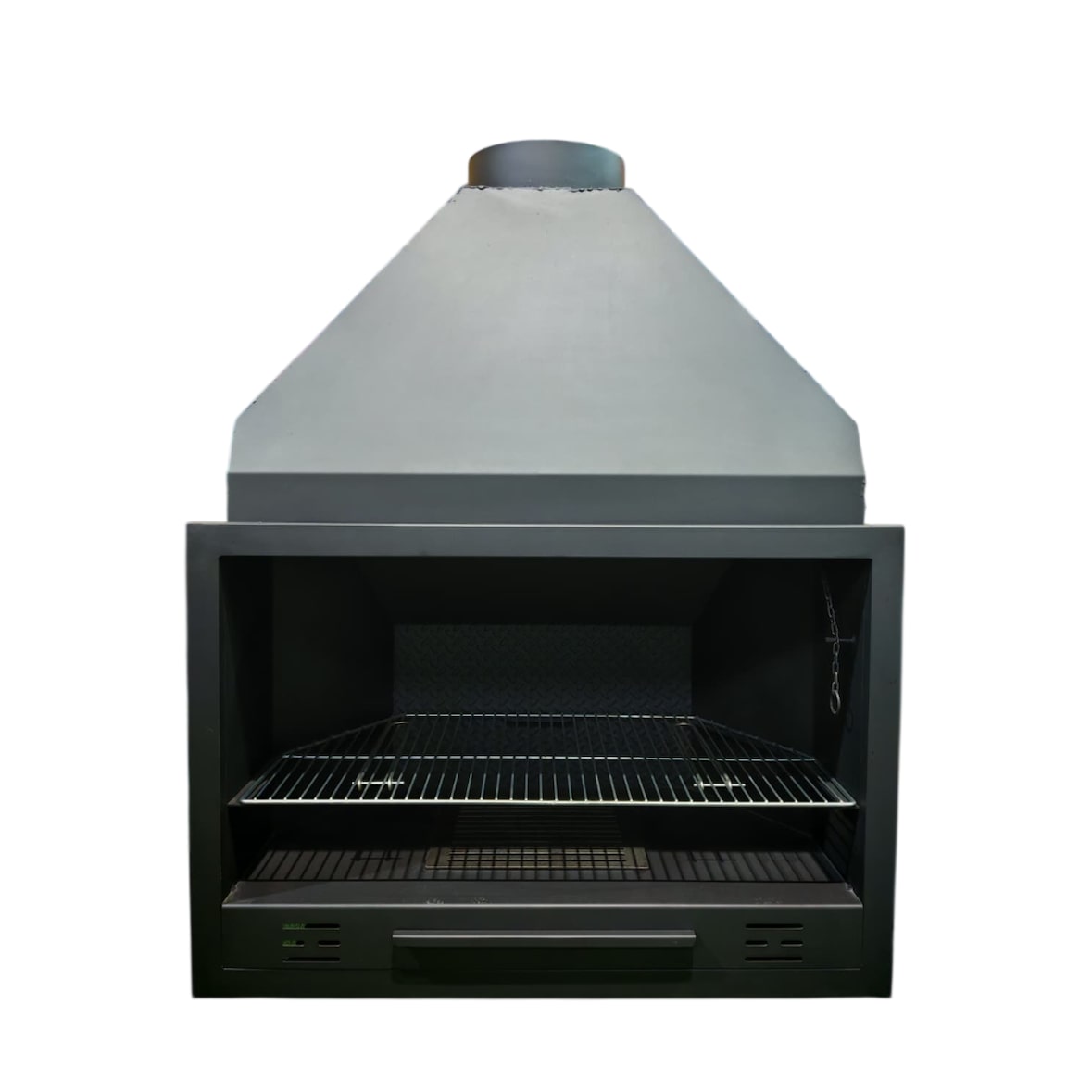MF - Barbacoa de Leña Interior B80 de 88x53x130,5 cm en Acero con Parrilla, Rejilla de Hierro Fundido y Pintura Anticalórica Negra